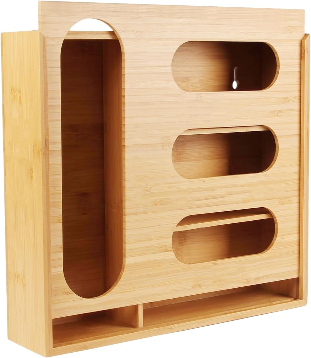 Storage Bag Organizer, Bamboo Ziplock Holder Baggie Organizer for Drawer and Wall Mount, Compatible with Gallon, Quart, Sandwich, Snack,DessertSize Bag (2)