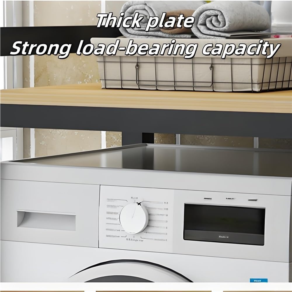 Over Washer and Dryer Storage Rack with Shelves, Freestanding Laundry Room Shelf Unit, Gap Shelf Laundry Stand, Space-Saving Organizer for Laundry Room(White)