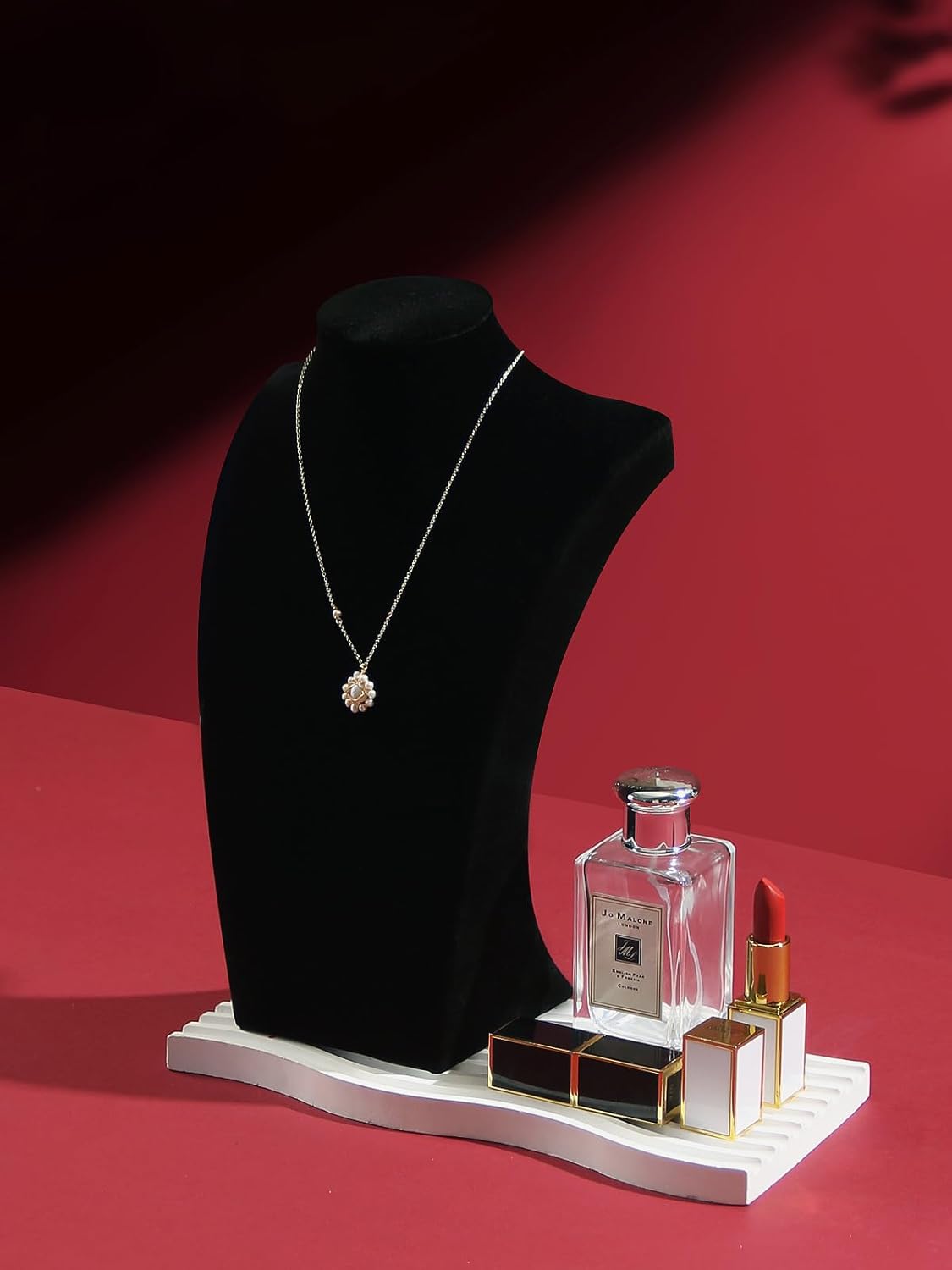 Coward Necklace Bust Stand for Selling Show, Black Velvet Necklace Jewelry Display Holder for Home Use or Store Shop Show (11" Hight)