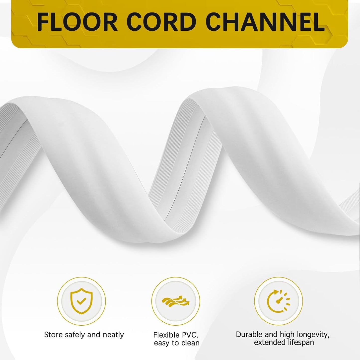 Floor Cord Cover 3.3FT Cord Covers for Wires on Floor Protect Wires & Prevent Trip Hazards, Easy to Cut for Home, Office, School, Concerts, Cavity W0.6in x H0.32in