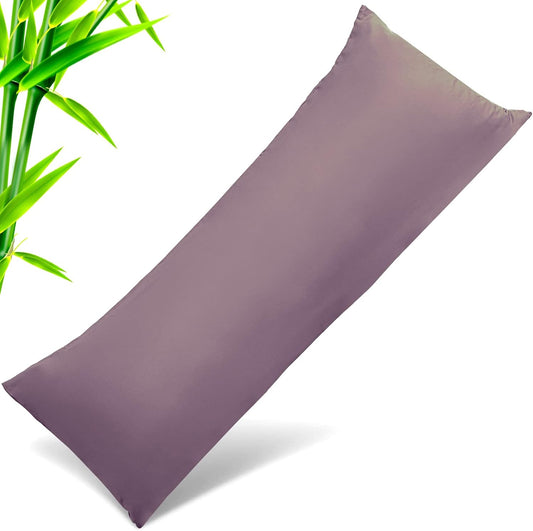Body Cooling Pillow Cases Cover, Bamboo Rayon Body Pillowcases with Zipper Closure, Cool & Breathable Pillow Case for Hot Sleepers and Night Sweats, 20x54 inches, Greish Purple