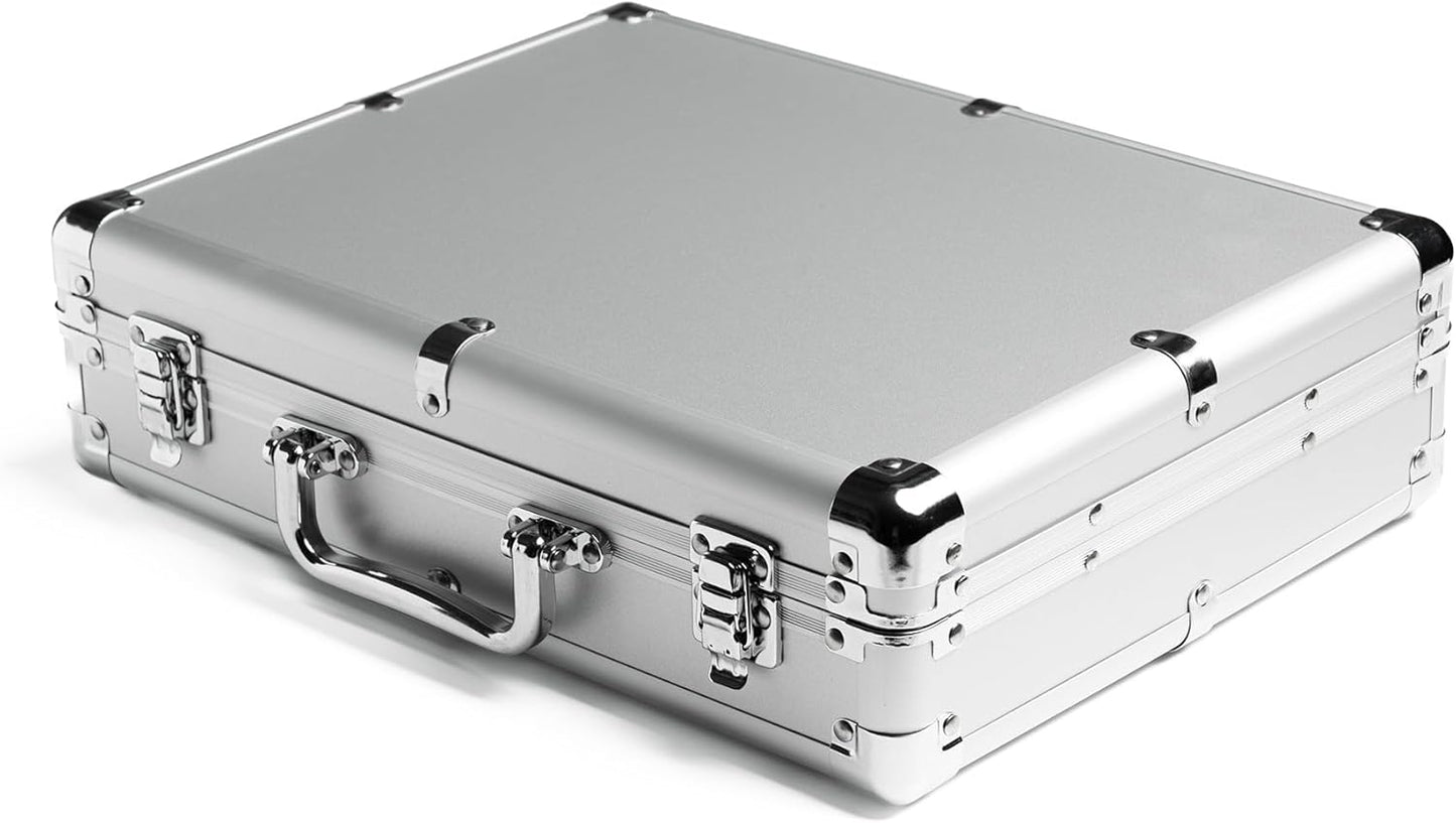 15 slots Watch organizer Case, Silver Aluminum watch storage box, hard watch travel box, padded case for watch display and organization