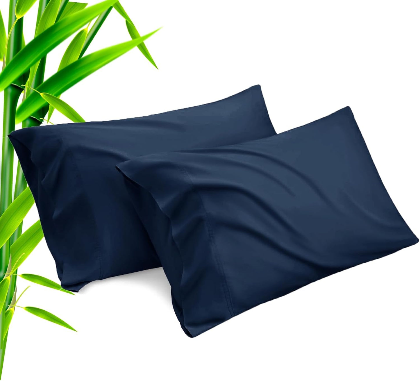 TELUS Pillow Cases Queen Size 2 Pack, Bamboo Rayon Cooling Pillowcases with Envelope Closure, Cool Breathable Pillow Cover for Hot Sleepers & Night Sweats, 20x30 inches, Navy Blue