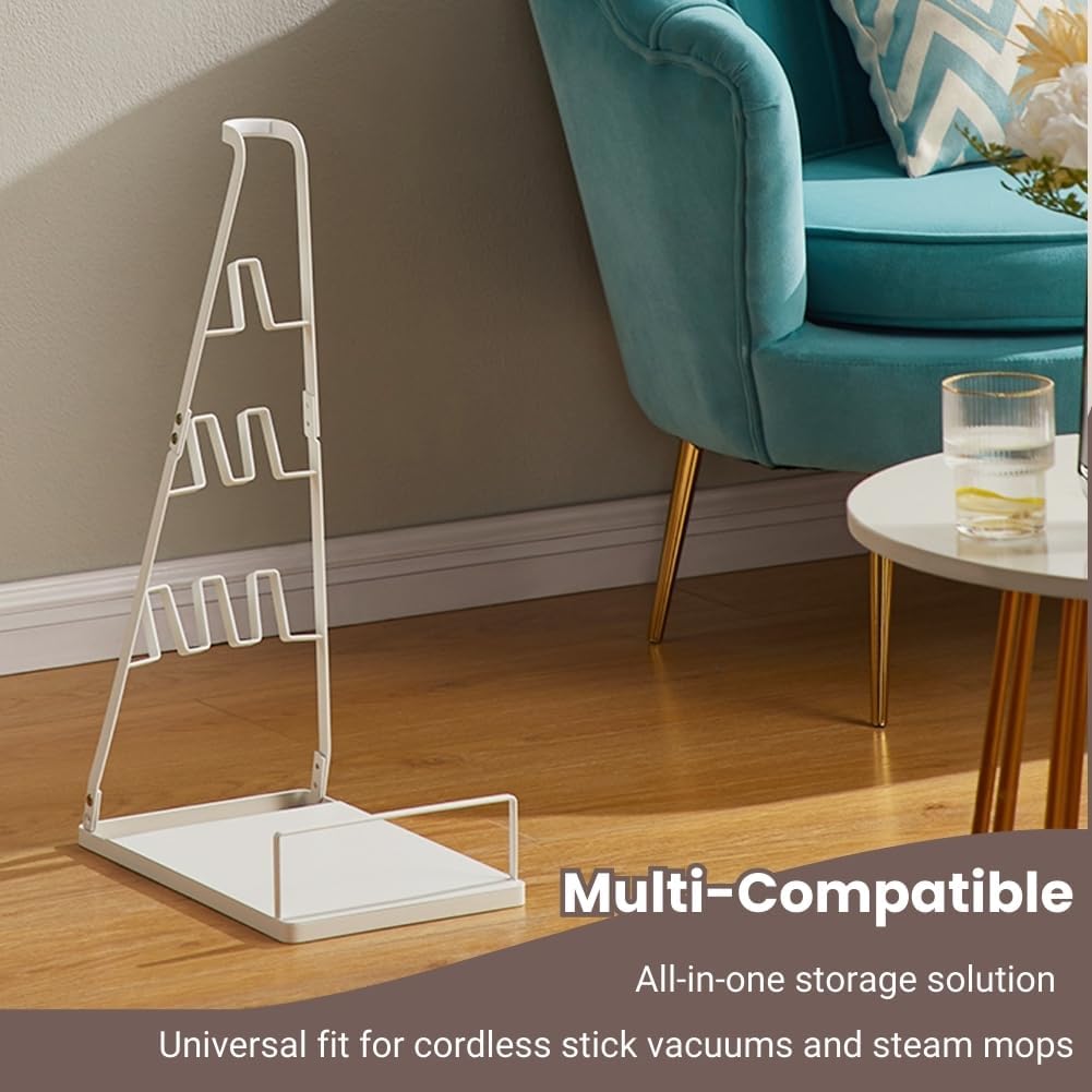 Universal Vacuum Stand,Storage-Stand-Docking-Station-Holder,Stable Metal Storage Bracket Stand Holder,Compatible with Dyson,Hoover, Eureka, Rainbow,Shop VAC and Most Stick Vacuum(White)