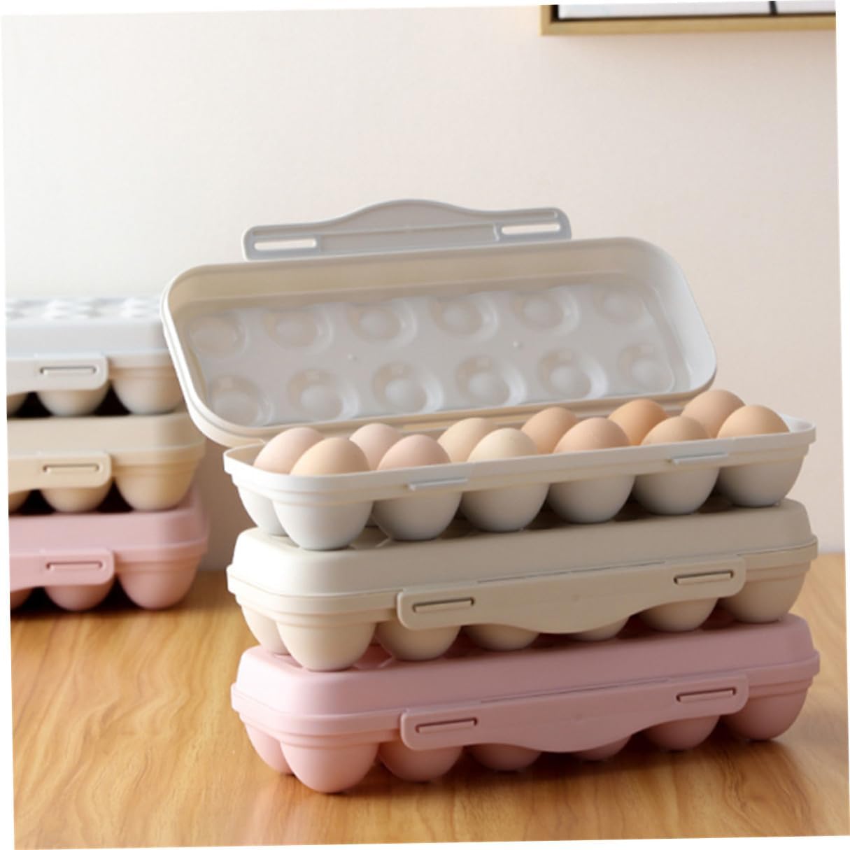 2pcs Refrigerator Egg Storage Bin Large Capacity Egg Holder for Fridge Thick Plastic Organizer with Stackable Design Convenient Kitchen and Dining Container