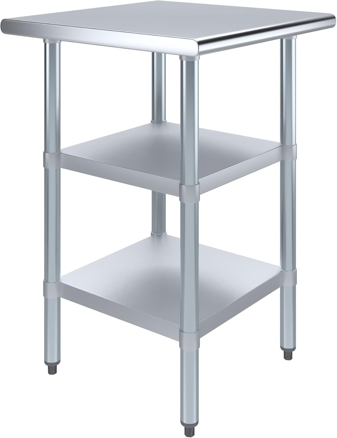 AmGood Stainless Steel Work Table with 2 Shelves | NSF | Metal Utility Table (24" Long x 24" Deep)