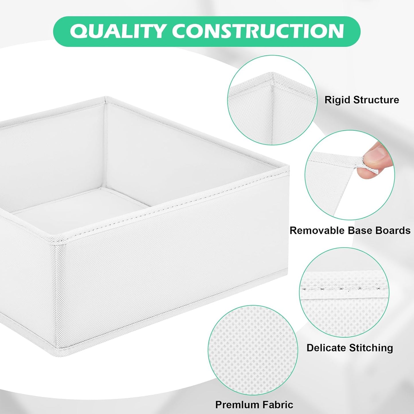 Drawer Clothing Organizer 16-Pack, White 3 Sizes Underwear Drawer Dividers, Fabric Folding Wardrobe Organizer, Can Store Baby Clothes, Bras, Underwear, Panties, Belts, Socks, Ties, etc.