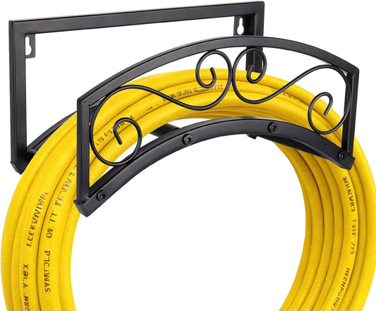 BOLITE Garden Hose Holder Wall Mount, Heavy Duty Metal Water Hose Holder for Outside, Hose Storage Holds 150FT Water Pipe for Yard, Lawn, Garden, Farm, Gifts for Women Men