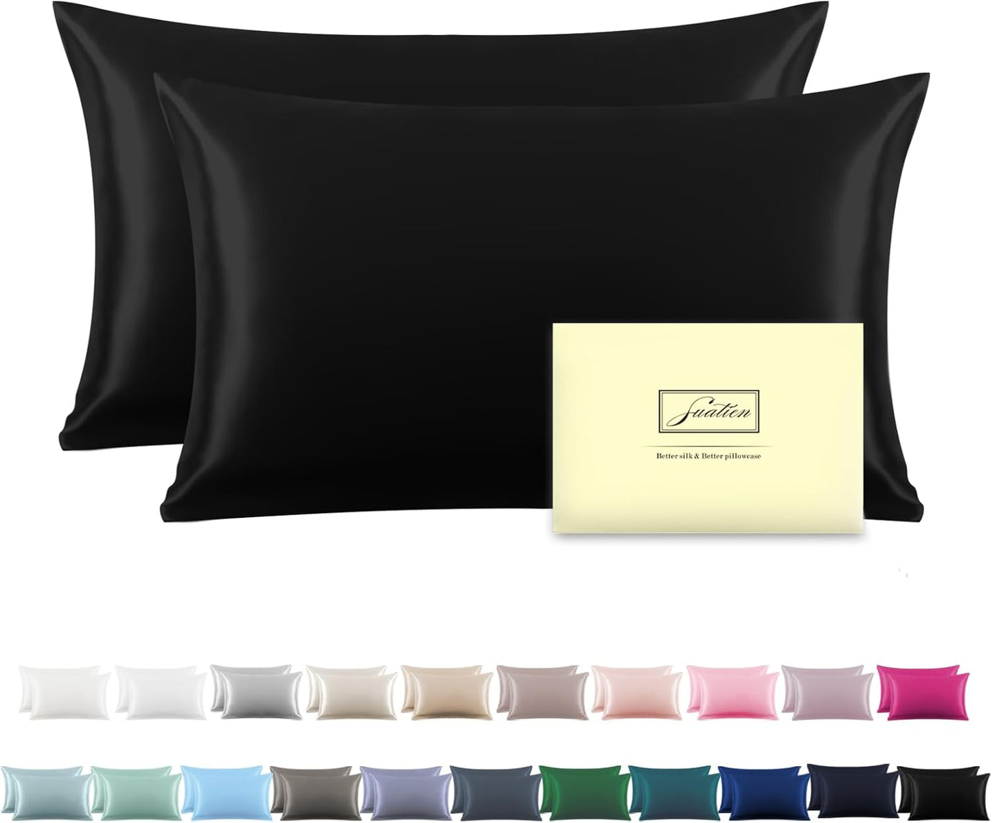Silk Pillowcase for Hair and Skin,Soft,Breathable and Sliky 100% Standard Size Pillow Cases Set of 2,Both Sides Natural Mulberry Silk Pillowcases with Hidden Zipper(Standard Size 20"X 26",2pcs)