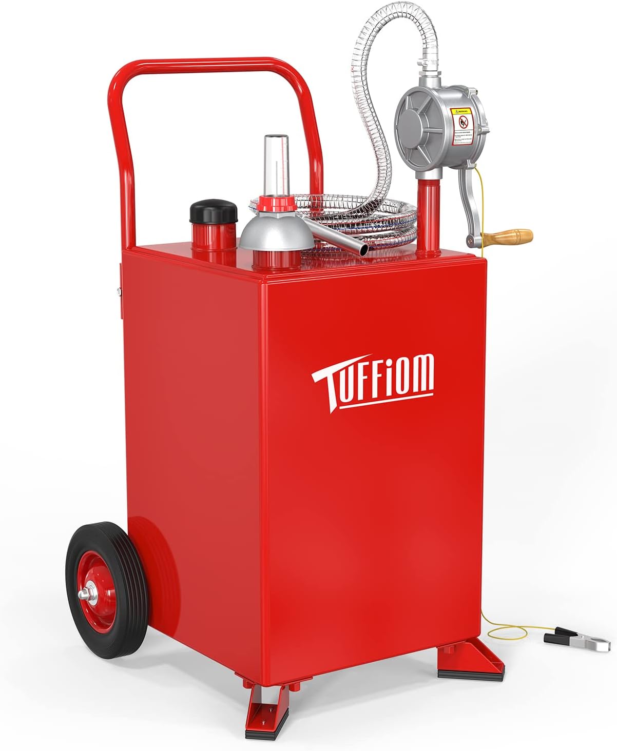 TUFFIOM 20 Gallon Fuel Gas Caddy w/Wheels & Manual Siphon Pump, Portable Diesel Fuel Transfer Storage Tank w/8.9ft Hose, Gasoline Can Container for ATV Car Mowers Tractor Boat Motorcycle
