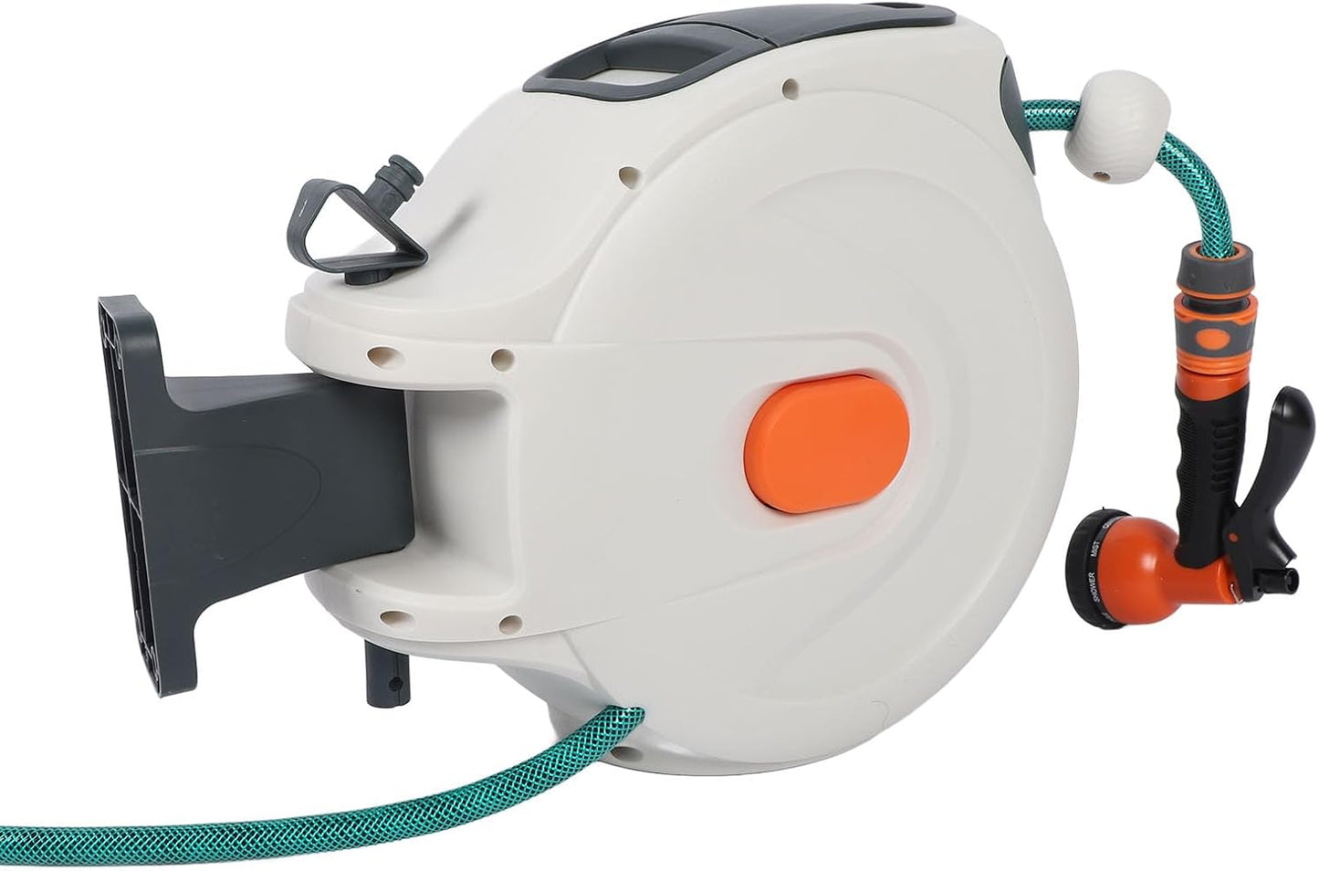 Fafeicy Retractable Garden Hose Reel, 180 Degree ABS Retractable Garden Hose Reel Wall Mount Any Length Lock for Watering