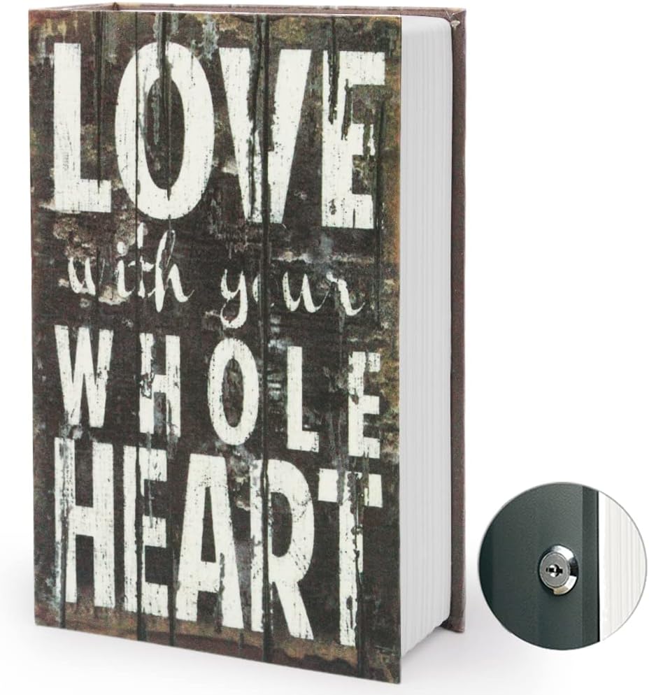 PACOLO Diversion Book Safe Storage Box (9.5"6"2.2"), Dictionary Secret Safe with Security Key Lock, Love, Key