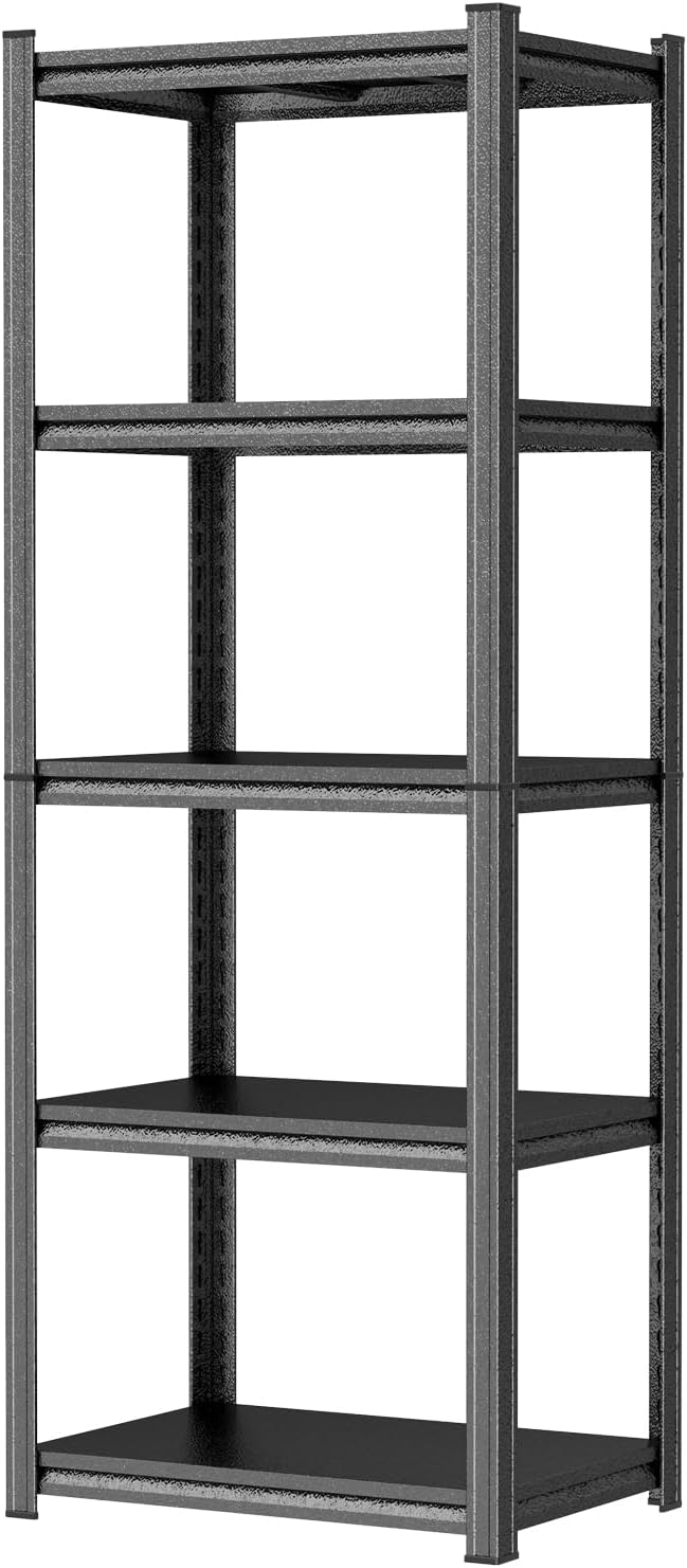 5-Tier Slim Metal Shelving Unit, Adjustable Narrow Standing Shelf for Kitchen Pantry, Bathroom, Laundry Room & More | 16" Wide, 10" Deep, 63" High | Space-Saving Storage for Small Spaces