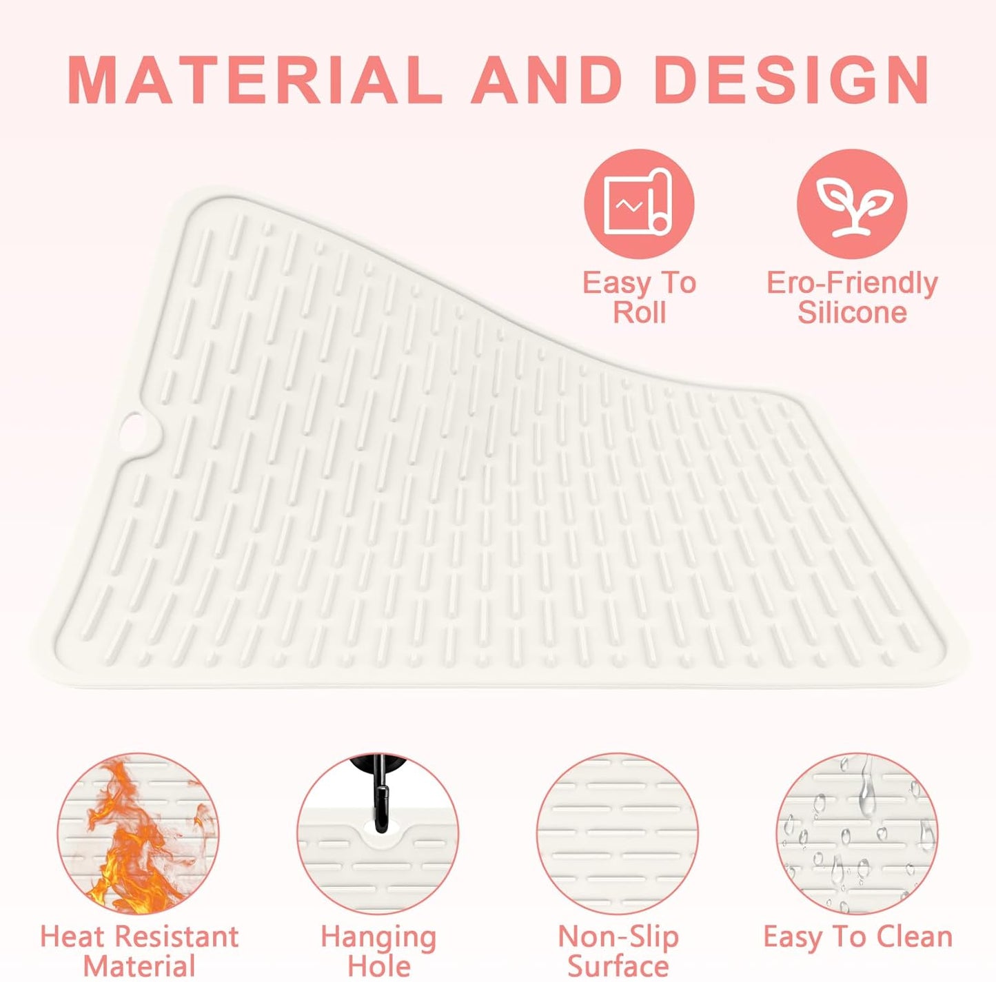 Oversize Silicone Heat Resistant Mat for Curling Irons, Flat Irons, Hair Straighteners and Hot Hair Styling Tools, Portable Hot Tools Sleeve Pad for Travel Vanity Salon(14.2" x 11.0")