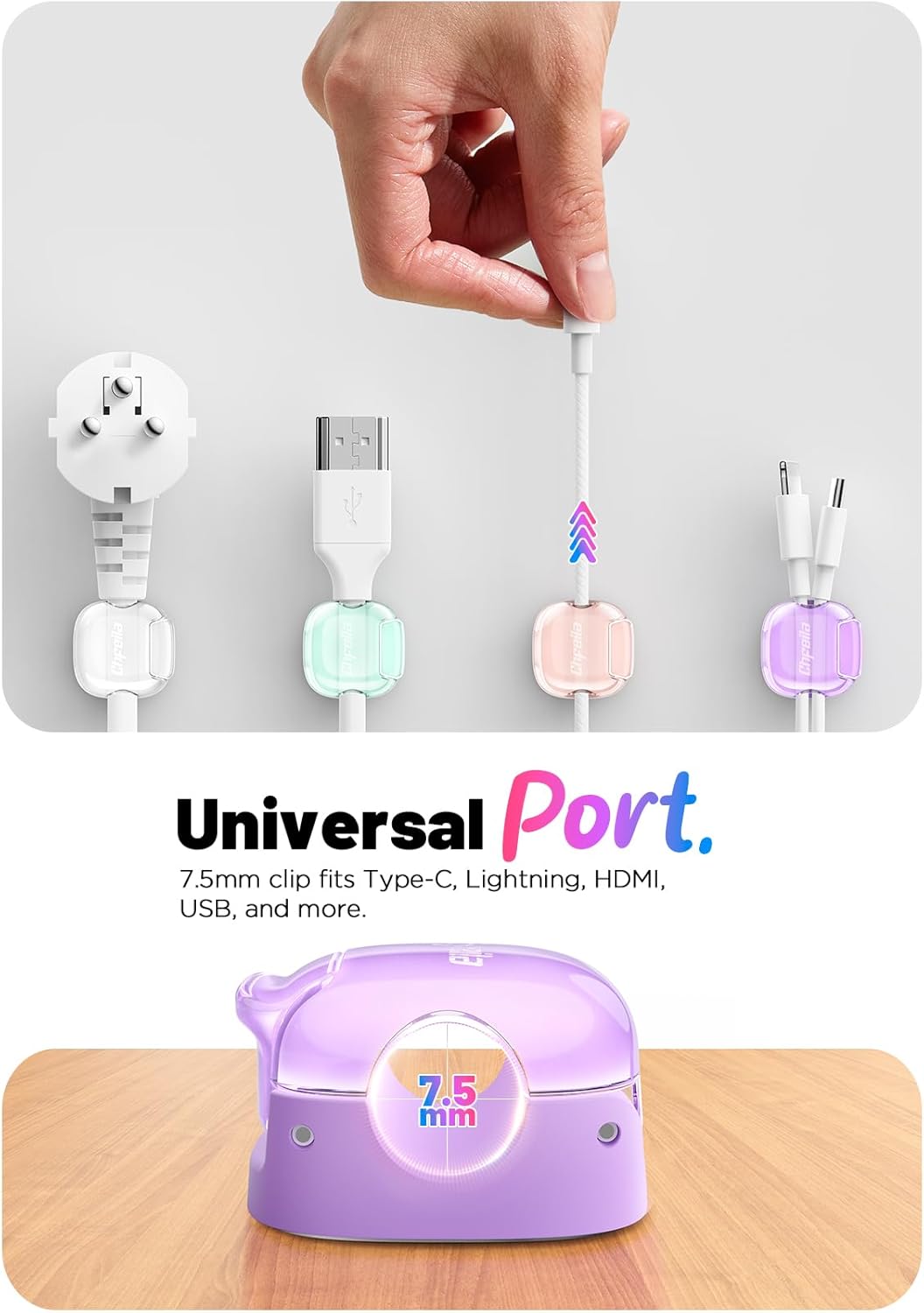 8 Pack Cord Holder, Cord Organizer Cable Clips Clasp, Adhesive Cute Cord Clips Phone Charger Wire Keeper Organizer for Home Office Desk Car Wall Desktop Nightstand, Stocking Stuffers Gifts for Women