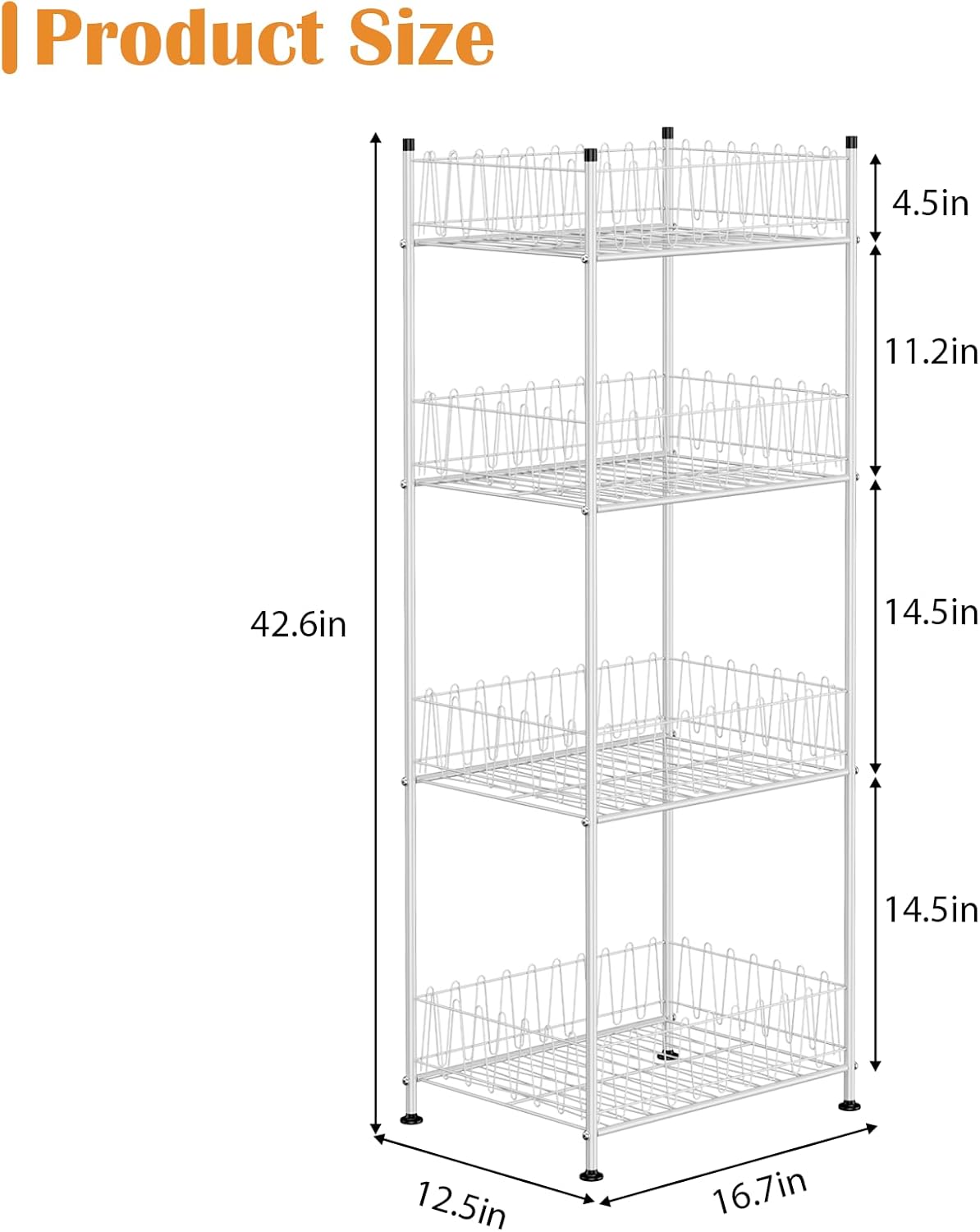 ETELI Water Bottle Holder Organizer 4 Tier Drink Can Shelf Organizer Rack for Floor Freestanding Water Bottle Rack Stand Beverage Storage Shelf for Pantry Kitchen Food Storage, Silver