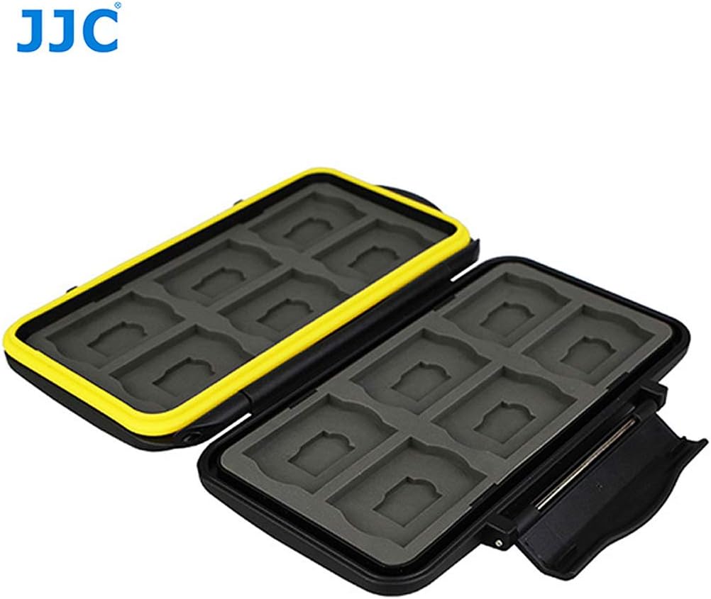 JJC MC-SDMSD24 Ruggard SD Card Case, Micro SD Card Case, Water-Resistant Case for SD Micro SD Cards, Rubber Sealed Ergonomic Locking Easy Carrying Memory Card Case Fits 12 SD 12 Micro SD Cards
