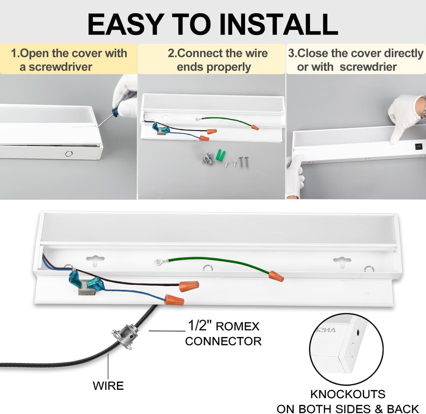 Ansen 3Packs of Under Cabinet Lights for Kitchen, 12in 10W 666LM, Dimmable Hardwire Led Light for Closet, CRI>92, R9>90, 3 Color Temperature, 3000K/4000K/5000K(Warm White, Cool White, Daylight)