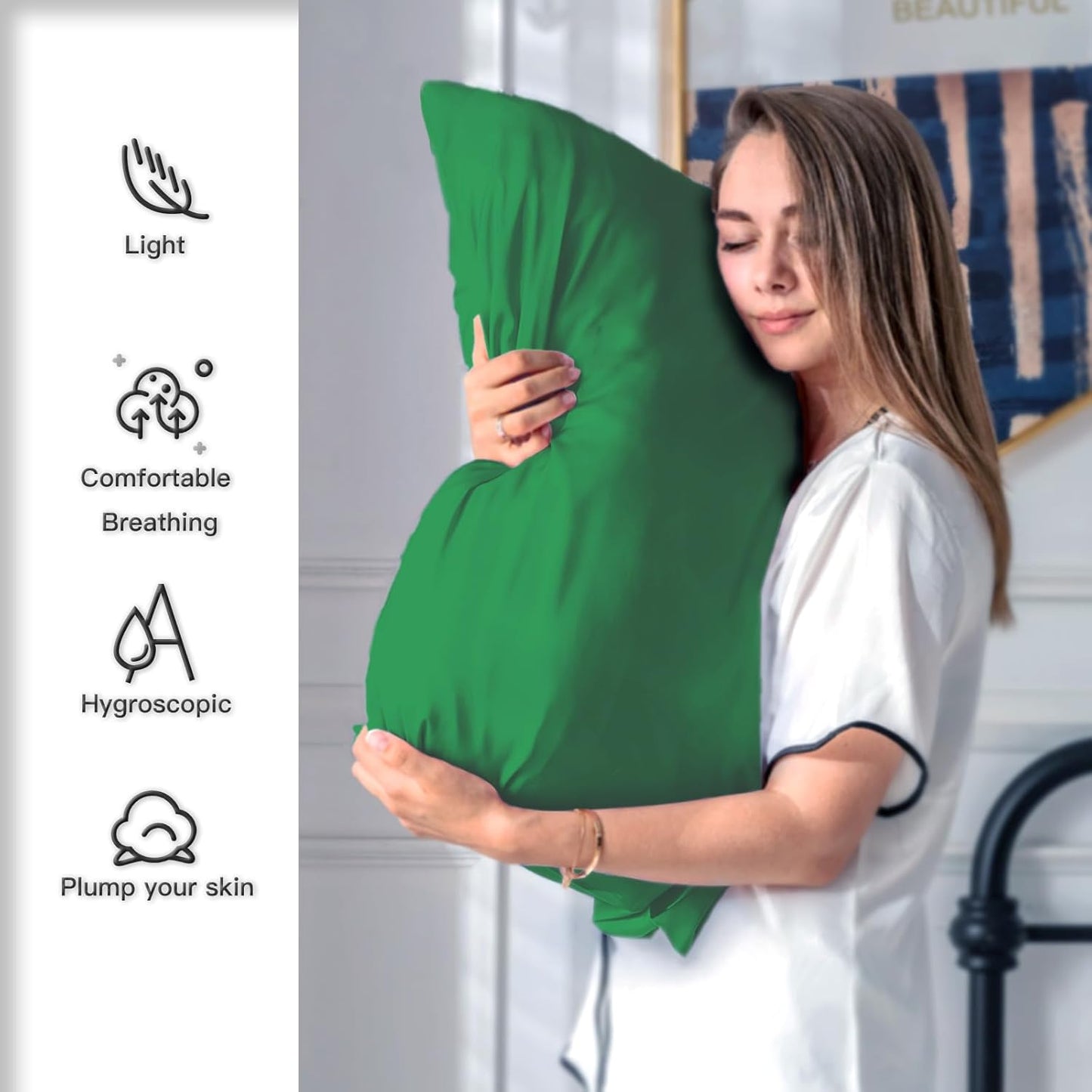 Mulberry Silk Pillow Cases for Hair and Skin King Size Silk Pillowcase with Zipper Soft Breathable Smooth Cooling Satin Silk Pillow Covers for Sleeping (Olive Green,20"X 36",1Pcs)