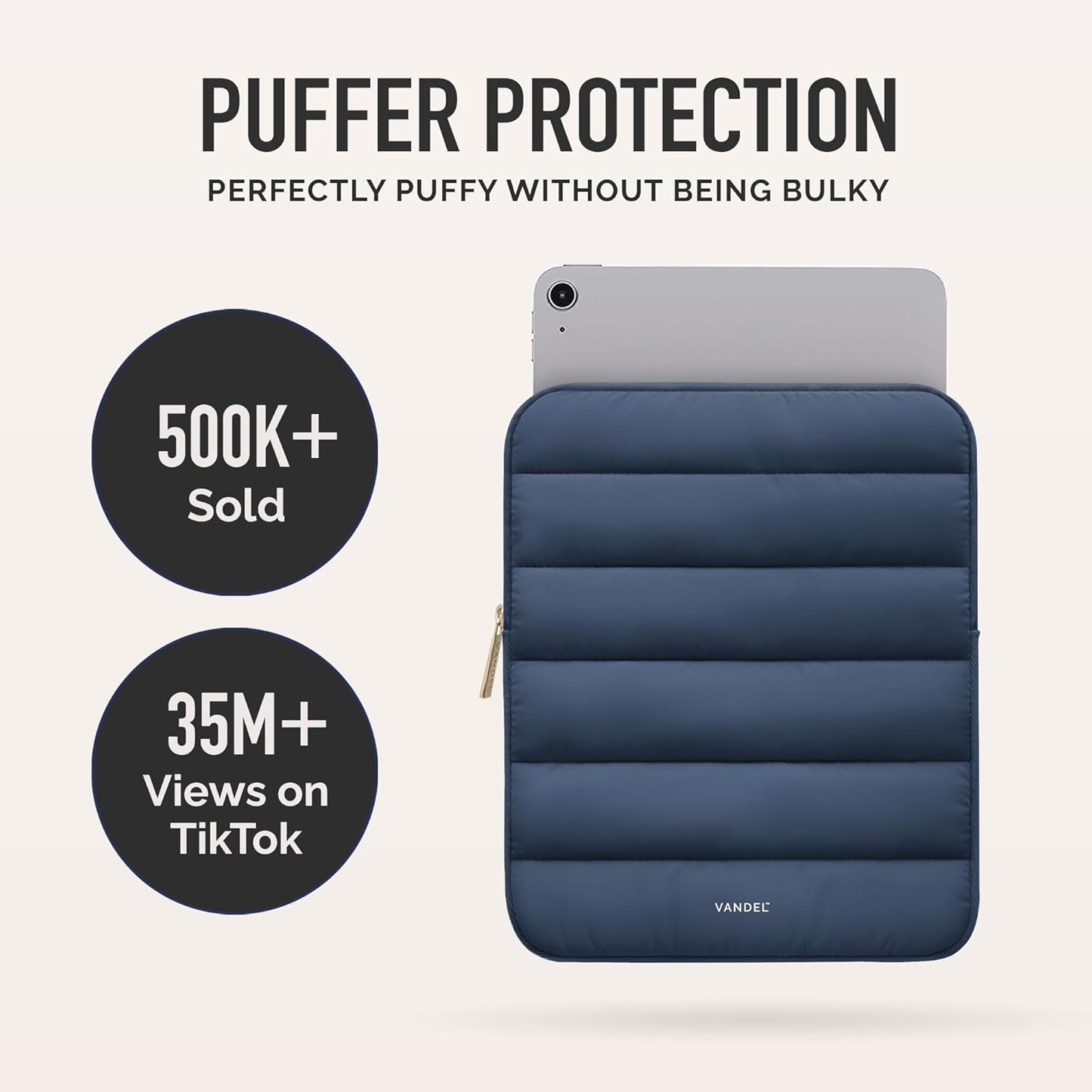 Vandel - The Original Puffy iPad Sleeve 9-11 Inch Tablet Sleeve, Navy i Pad Case for Women and Men, Cute iPad Air Pouch, 9 10 Inch, 11 Inch Bag