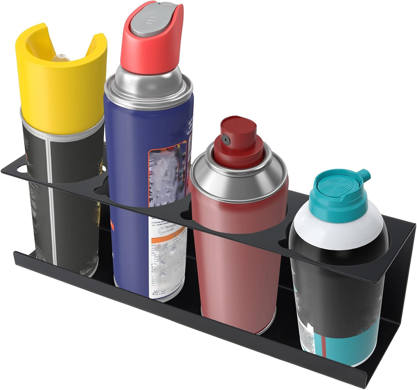 RealPlus Aerosol Spray Can Holder Rack Organizer, 4 Can Spray Bottle Holder Heavy-Duty Steel Wall Mounted for Garage and Workspace, Pack of 3