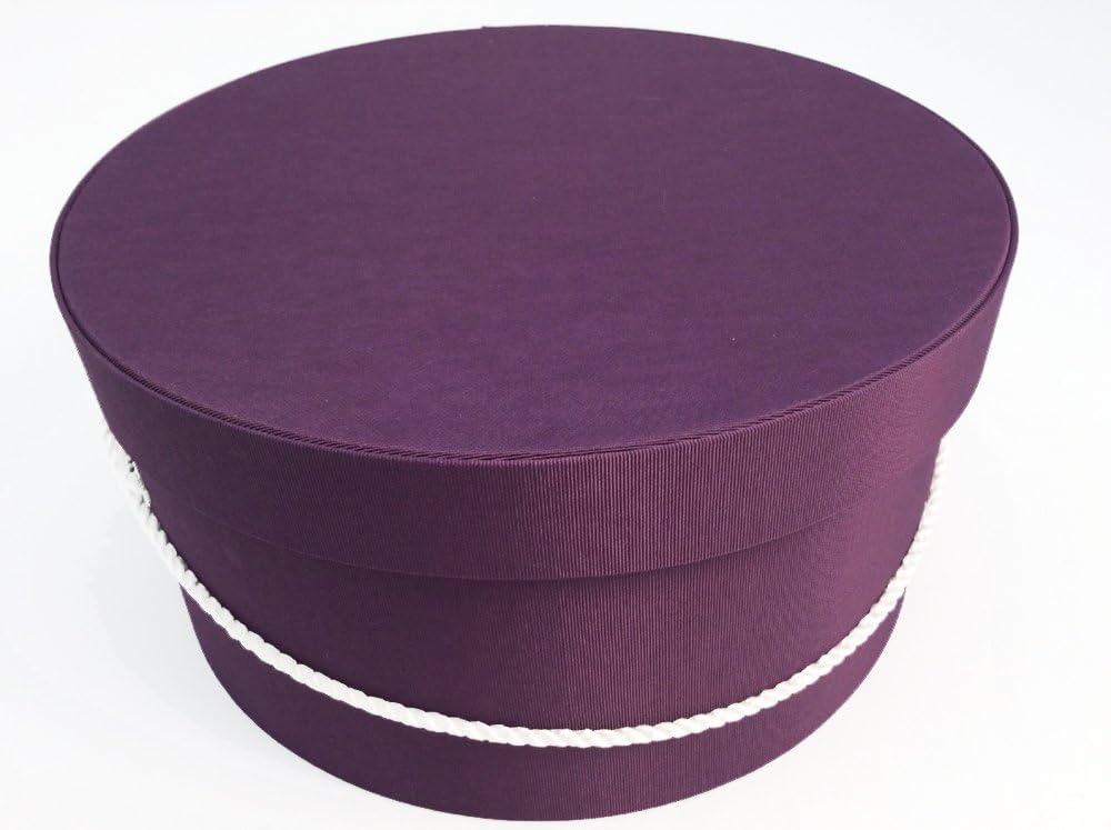 Sarah's Hat Boxes Classic Amethyst Hat Box – 8.75" x 4.5" (Dia. x Ht.) Handmade in USA – Odorless Non-Toxic Adhesive, Cording Handle – Premium Storage for Hats & Accessories