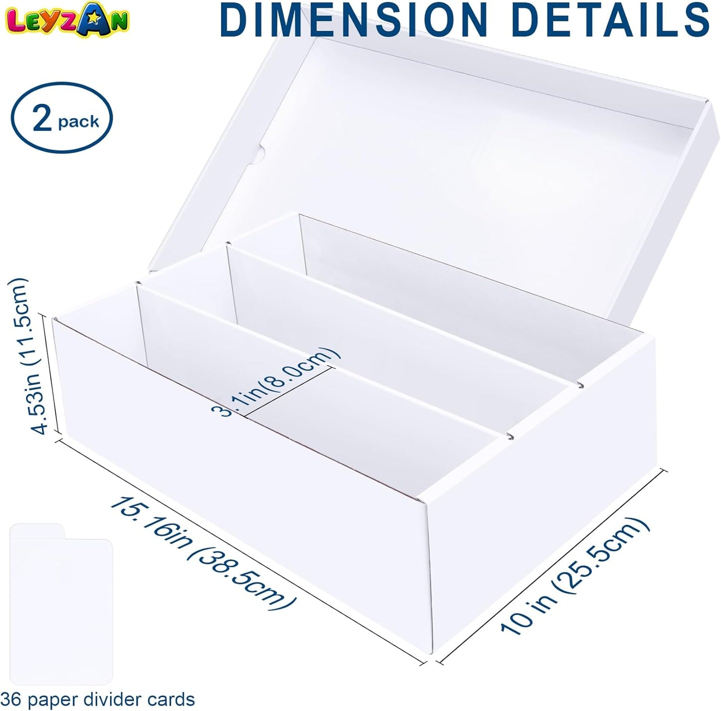 Trading Card Storage Box 2 Pack–2400 Count Cardboard Organizer with Dividers for MTG, TCG, Sports, Toploader, Commander