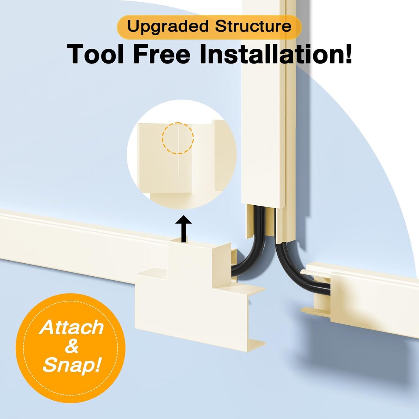 Cord Cover Wall, 157in Delamu Cord Hider Wall Mounted TV, Wire Covers for Cords Cable Management, Cable Raceway Cable Hider Concealer, Cable Cover Wire Hider to Hide Cords, 10XL15.7W0.95H0.55in Beige