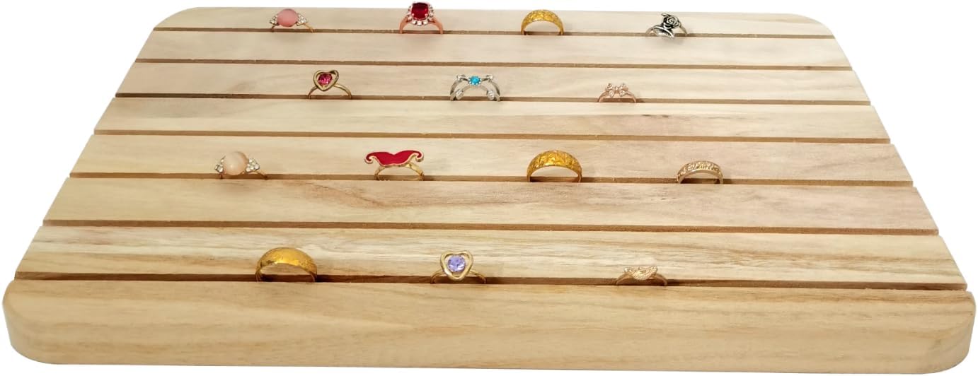 Natural Wood Business Card Holder Wooden Earring Display Stands Jewelry Retail Display for Selling Earring Showing Ring organizer (7 Slots Earring Board)