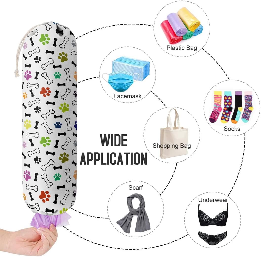 Dog Pattern Grocery Bags Holder & Organizer - Wall Mount Plastic Bags Storage Dispensers - Perfect For Shopping, Kitchen, Home & Gifts
