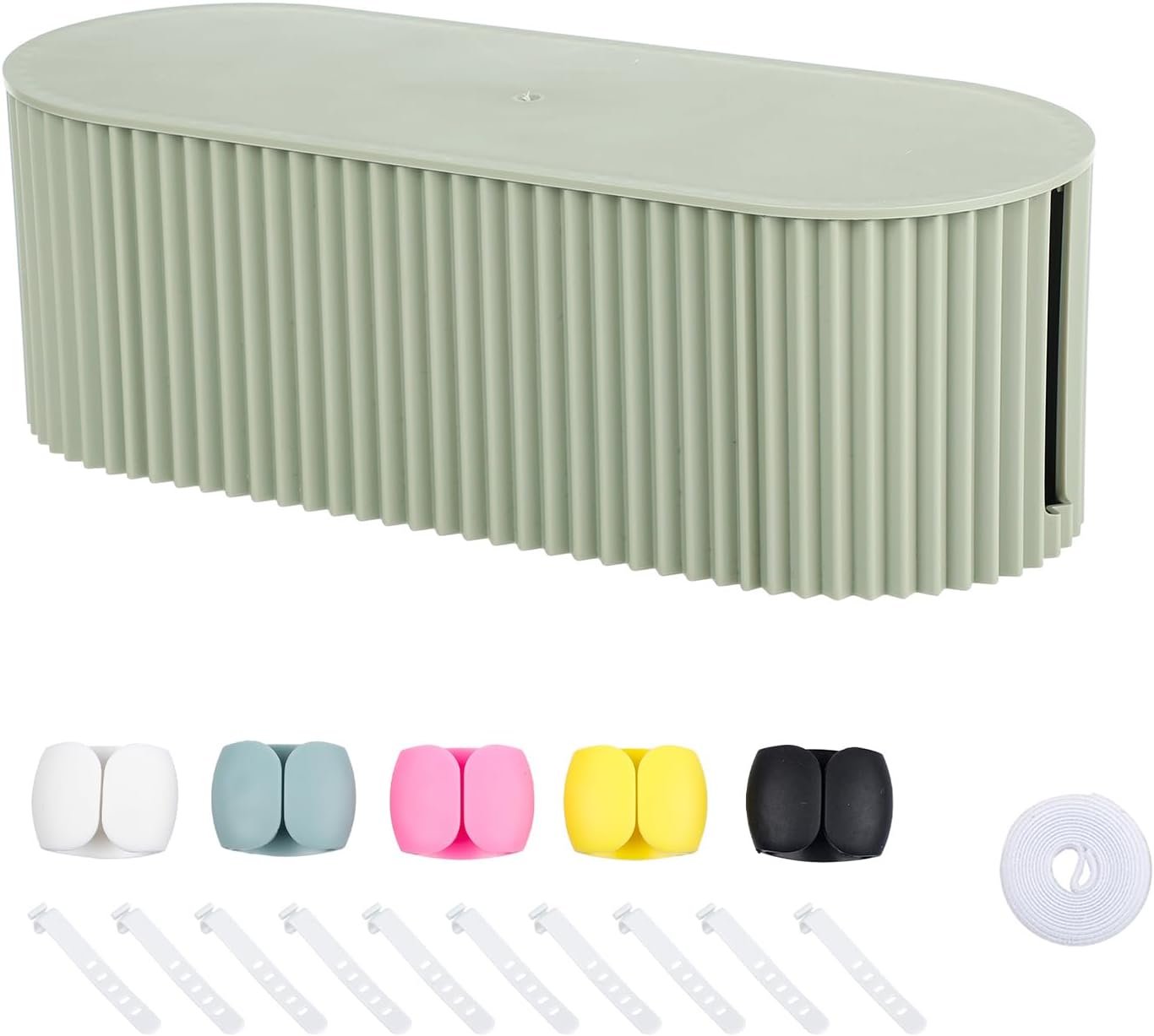 Green Cord Organizer Box, Plastic Cable Management Box with Lid, Power Strips Protector Cover Under TV and Desk for Home, Office, Bathroom, School, Wires Hider Protector for Floor (Small)