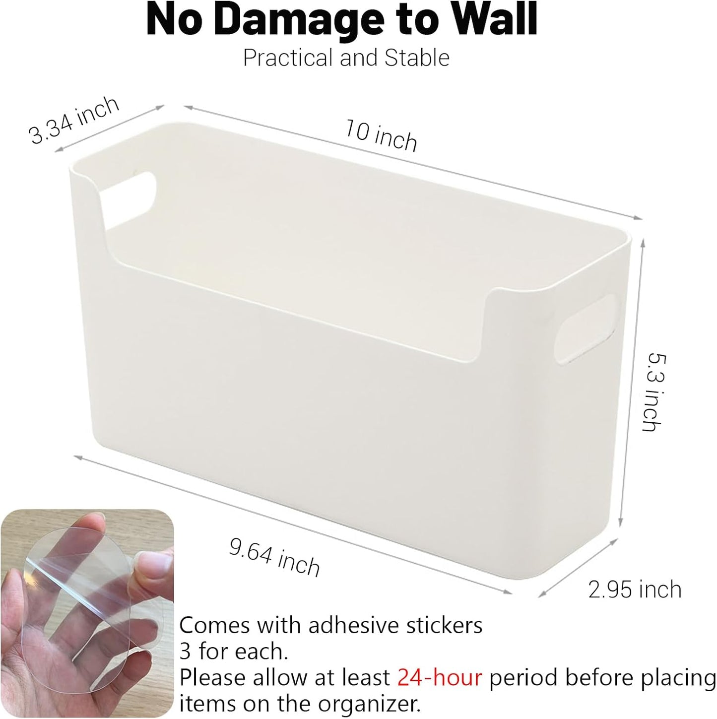 2 Pack Cabinet Door Organizer Adhesive Mount Kitchen Wrap Organizer Container Plastic Storage Shelf Versatile for Kitchen, Bathroom, Office, Bedroom, Garage, Craft Room, White