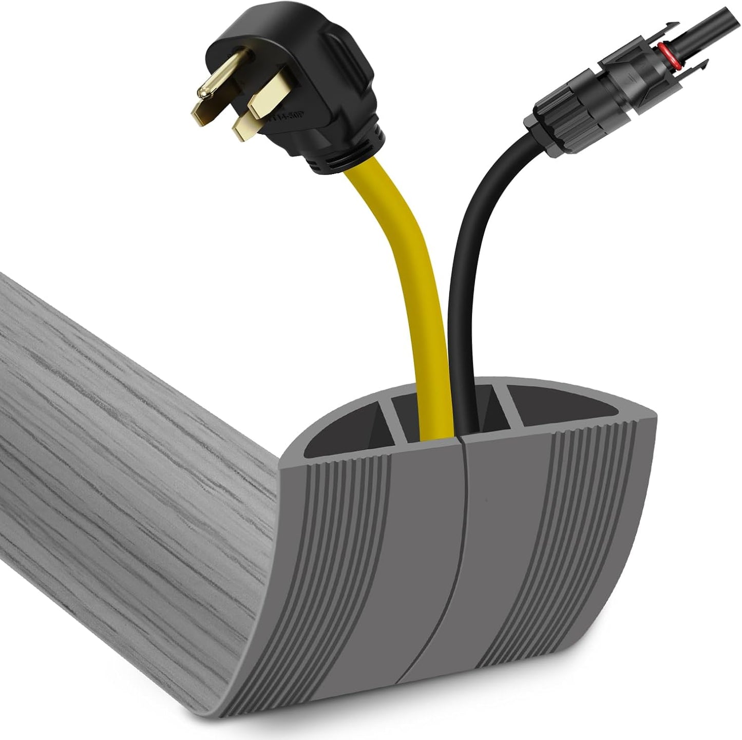 Floor Cord Cover 10FT Cord Covers for Wires on Floor Protect Wires & Prevent Trip Hazards, Easy to Cut for Home, Office, School, Concerts, Cavity W0.6in x H0.32in