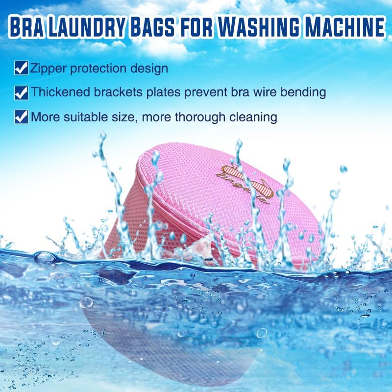 Large Bra Laundry Bags for Washing Machine, Fits All Cups Anti Deformation Bra Washing Bag, Lingerie Bags for Washing Delicates (2 Pack Pink)