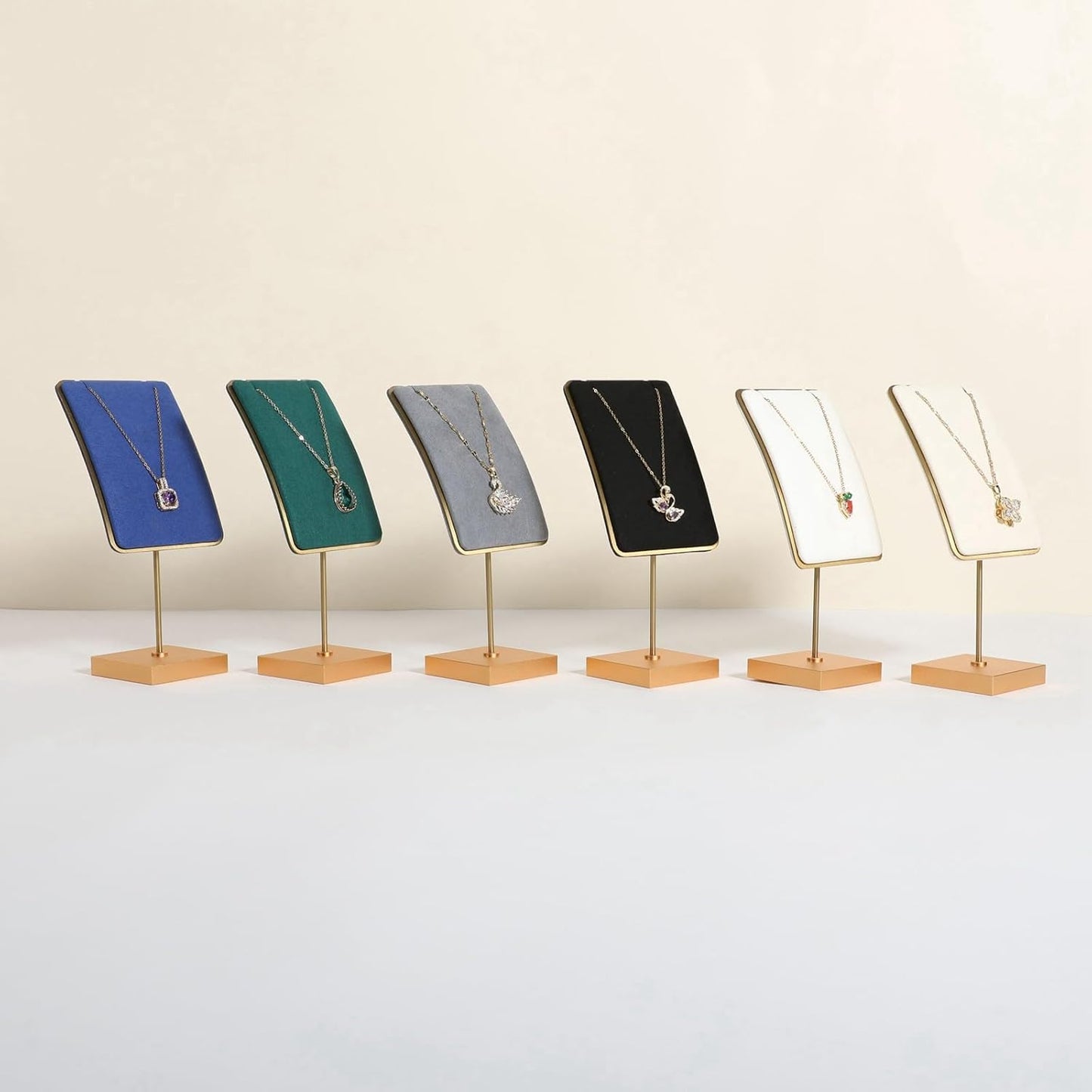 GemeShou Grey velvet necklace display stands for selling, small metal jewelry organizer necklaces storage for show【Grey】