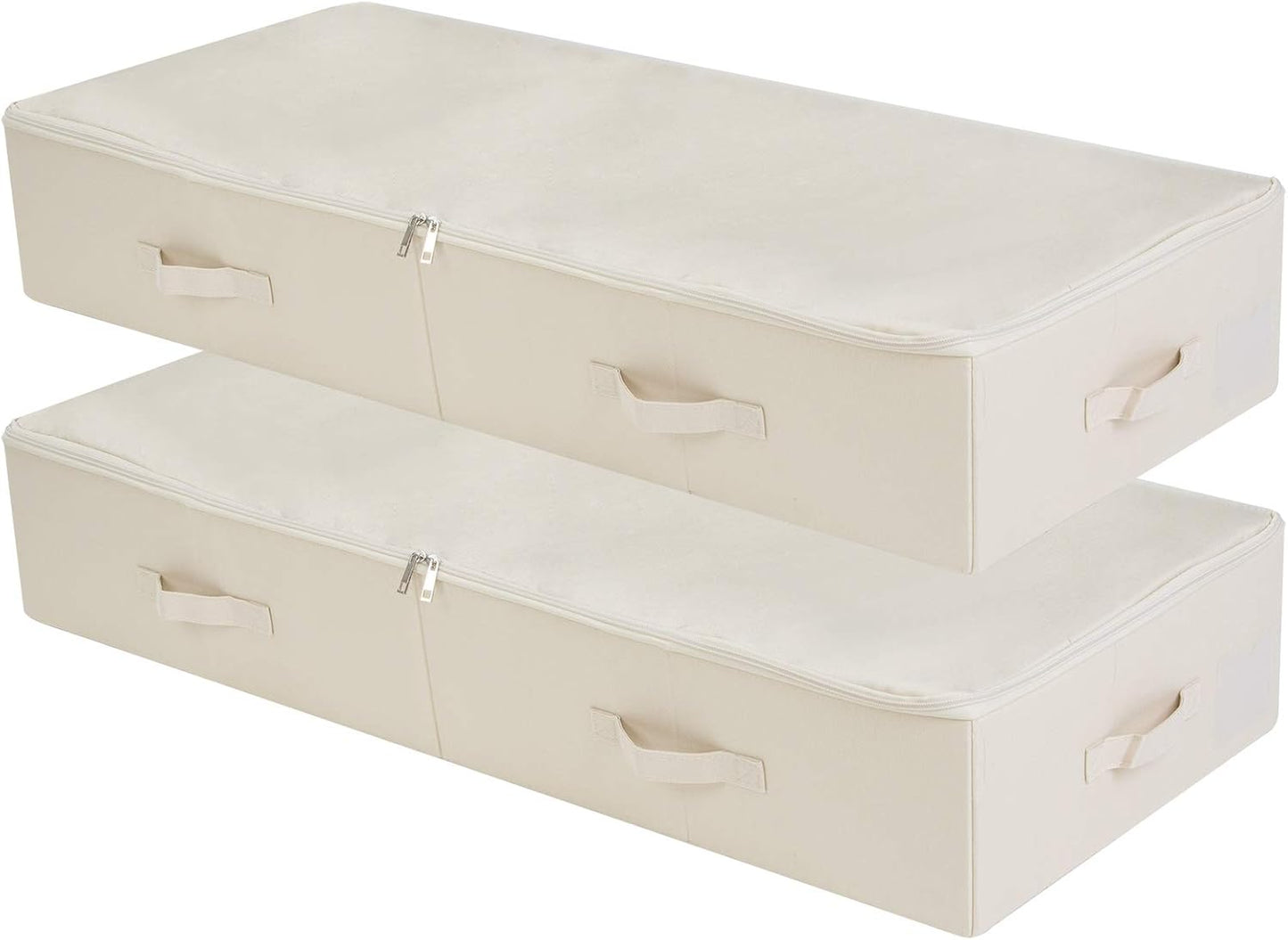 iwill CREATE PRO Pack of 2, 39.4"X16.9"X7" Ultra-Length Foldable & Washable Underbed Storage Organizer Containers for Clothing, Shoes, Bedding - Ideal for Bedroom, College Dorm (Beige)