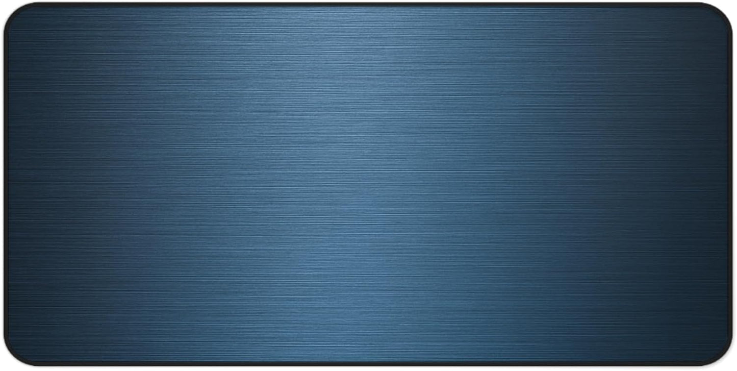 Brushed Metal Texture Desk Mat - Extended Mouse Pad & Desk Pad, Neoprene Surface, Non-Slip Rubber Base, Stitched Edges, Desk Protector for Keyboard & Mouse, Sizes 12x18/12x22/16x32 (Blue, 16x32)