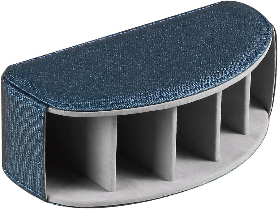 Leather Remote Control Holder,TV Remote Caddy with 5 Compartments,Desktop Organizer,for Store TV,DVD,Blu-Ray,Media Player,Heater Controllers(Blue)