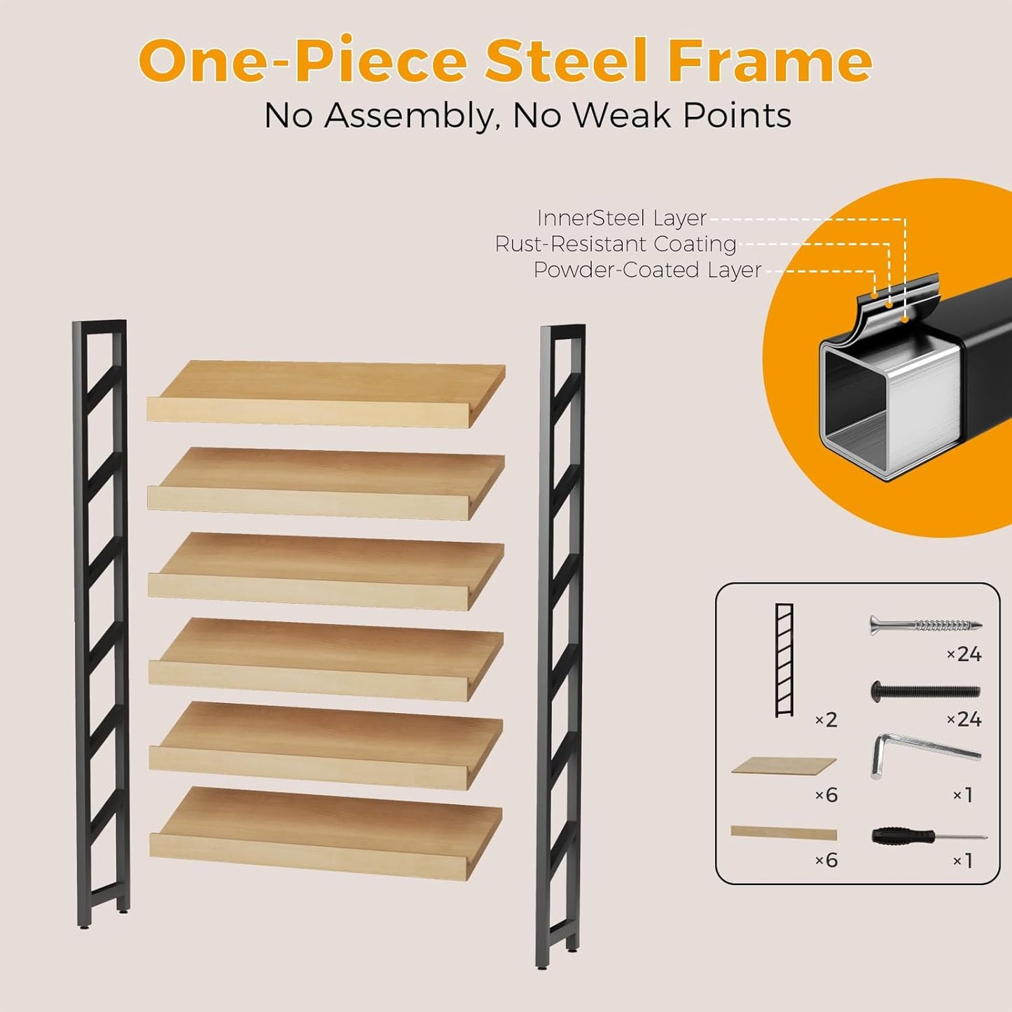 6-Tier Floor Standing Magazine Rack, Modern Literature Display Stand, Heavy Duty Steel Display Shelf with 38° Slant & 2.75" Lip, for Office/Airport/Bookstore/Library, 39"L x 12"W x 71"H (Black)