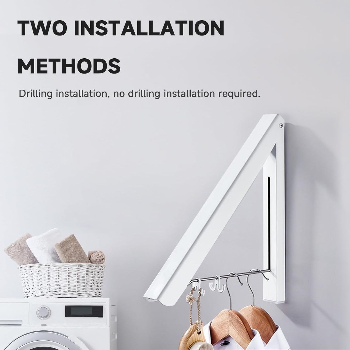 Retractable Clothes Drying Rack,Space Saver Wall-Mounted Retractable & Foldable Clothes Hanger for Laundry Room,Bedroom,Closet Storage Organization (1pcs, White)