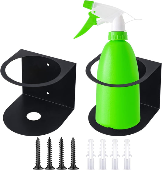 Gerrii 2 Pcs Spray Bottle Holder Wall Mount Bottle Organizer Spray Can Holder Organizer for Garage and Workspace Stainless Steel Easy Install Craft Workspace Paint Rack with Hardware (Black)