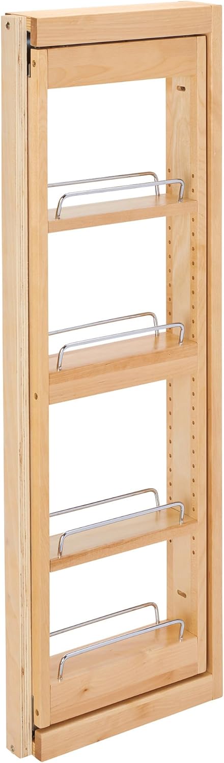 Rev-A-Shelf Kitchen Cabinet Pullout Wall Filler Wooden Organizer Slide Out Pantry Storage w/Soft-Close in Multiple Sizes, 3 x 36 In, 432-WFBBSC36-3C
