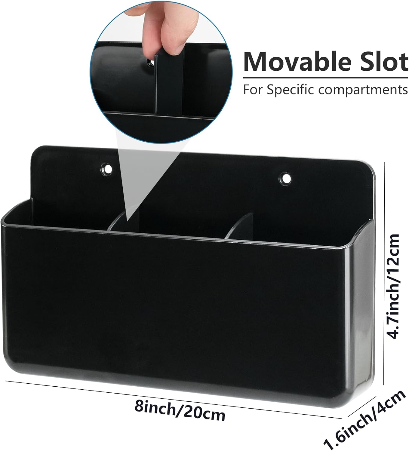 2 Pack Remote Control Organizer - 3 Slot Wall Mount TV Remote Holder, Self Adhesive Marker & Pen Storage for Home, Office, School (Black)