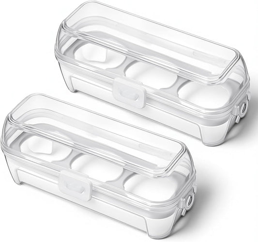 2 PCS Boiled Egg Container Boiled Egg Carrier Camping Eggs Carrier Container Hard Eggs Storage Bag Case for Camping, Outdoor, Hiking, Kitchen, Refrigerator, Trekking