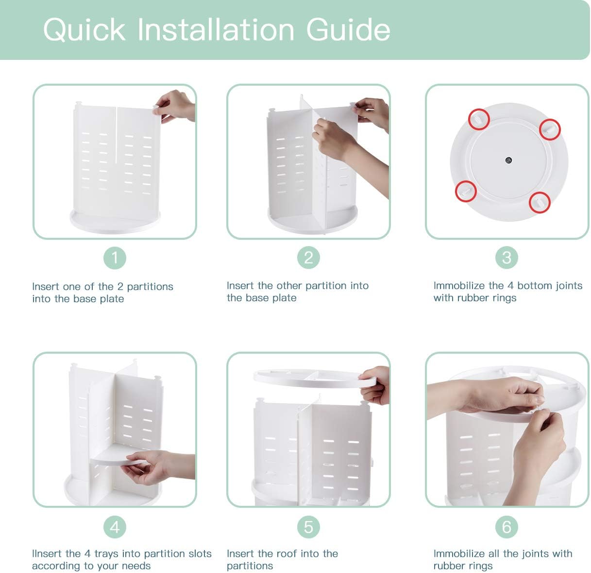 360 Rotating Makeup Organizer,DIY Adjustable Spinning Holder,Foldable Cosmetic Storage Display box,Large Capacity Make up Caddy Shelf,Fits Countertop Vanity and Bathroom (WHITE)