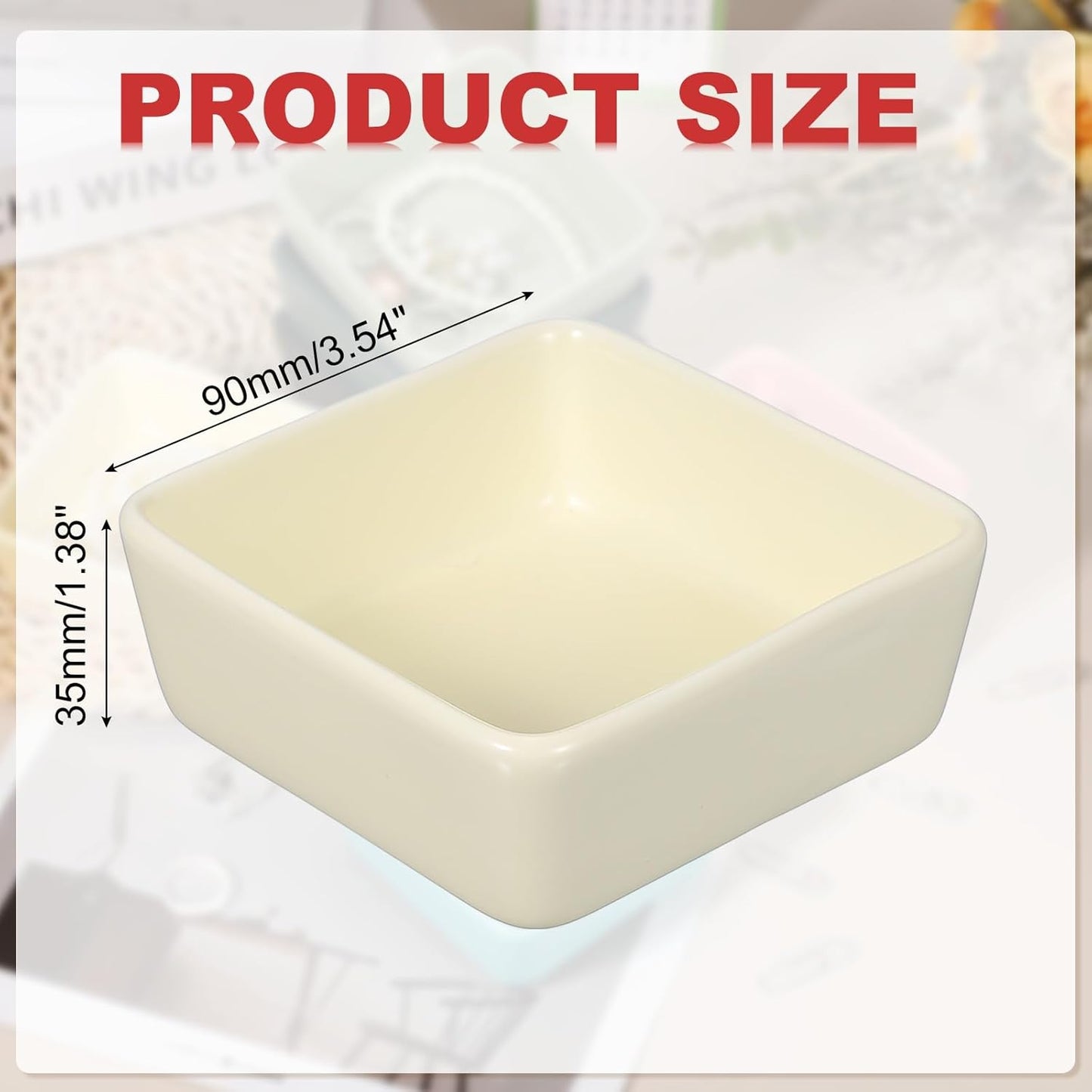 PATIKIL Square Paper Clip Holders, Ceramic Bowl Dish Clip Dispenser Organizer Desk Organizer Accessories for Office Desktop Decor Bobby Pin Binder Paper Clamp, Beige