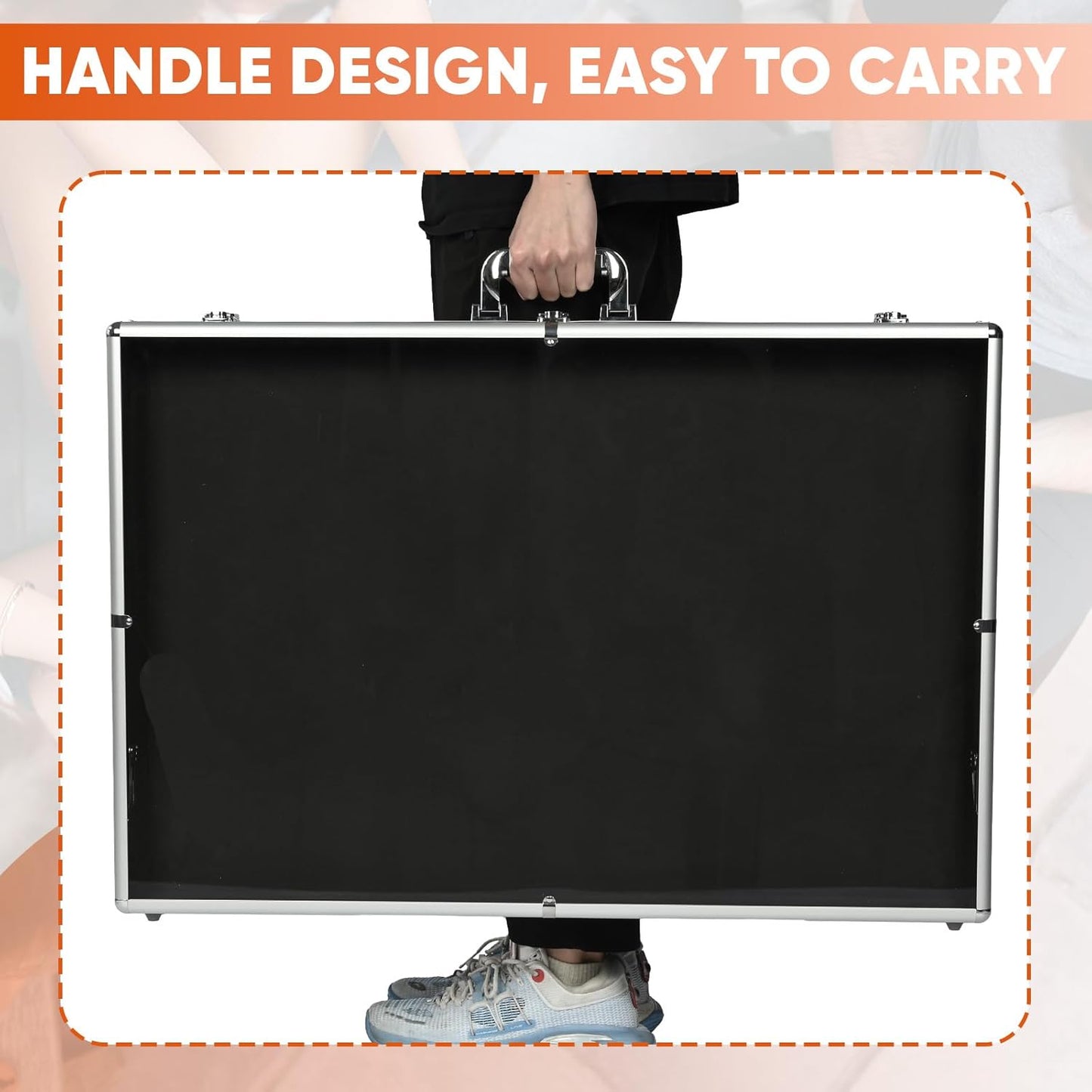 Portable Trade Show Display Case, 34"x22" Aluminum Card Show Display Case with Lock, Large Table Top Sports Card Display Case with Clear Acrylic Glass for Jewelry, Trading Card, Collectibles Shows