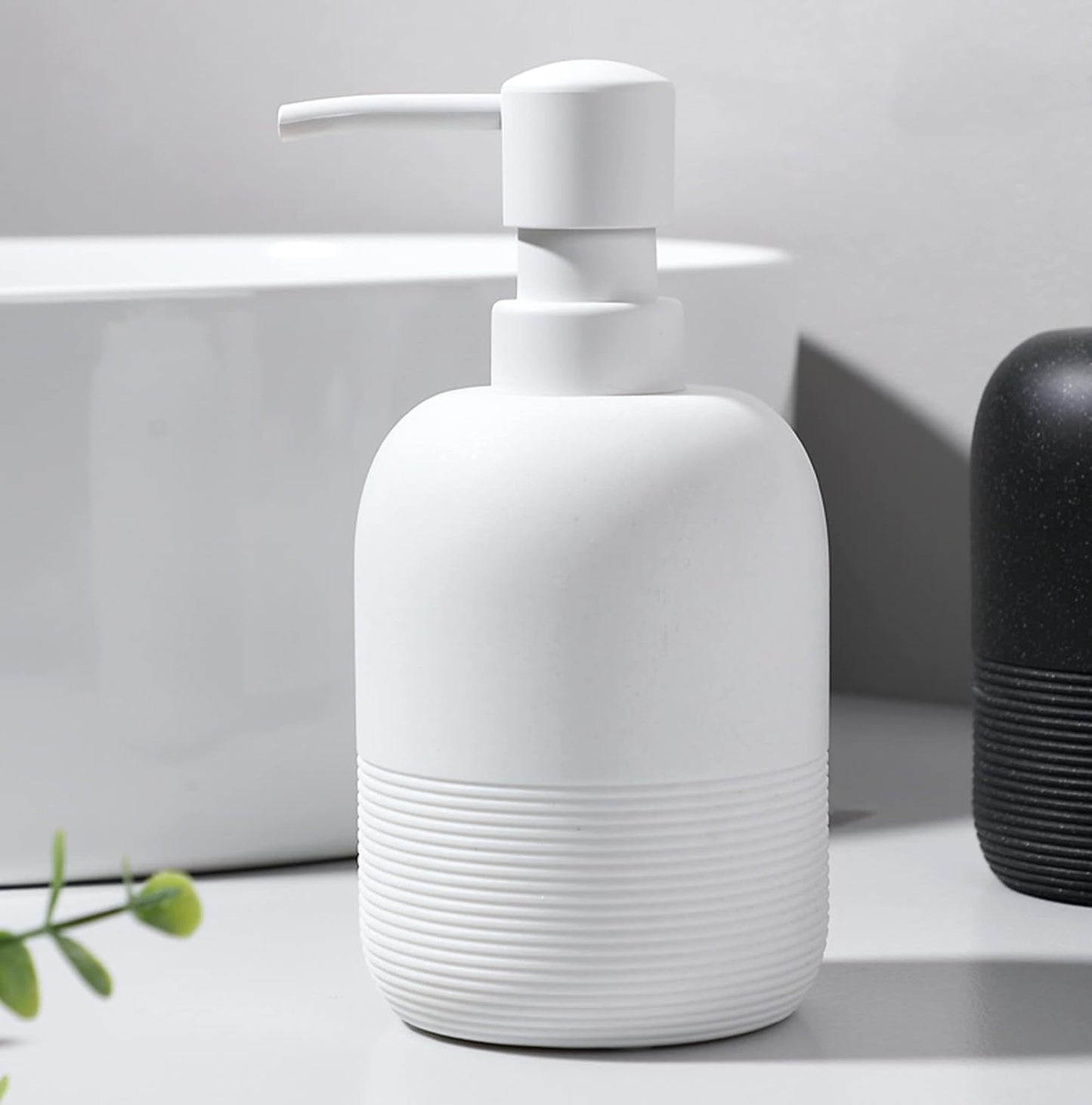 White Soap Lotion Dispenser with A Spare Pump,Liquid Hand Soap Dispenser Sets for Bathroom Countertop,2pcs/Set Soap Dispenser for Kitchen