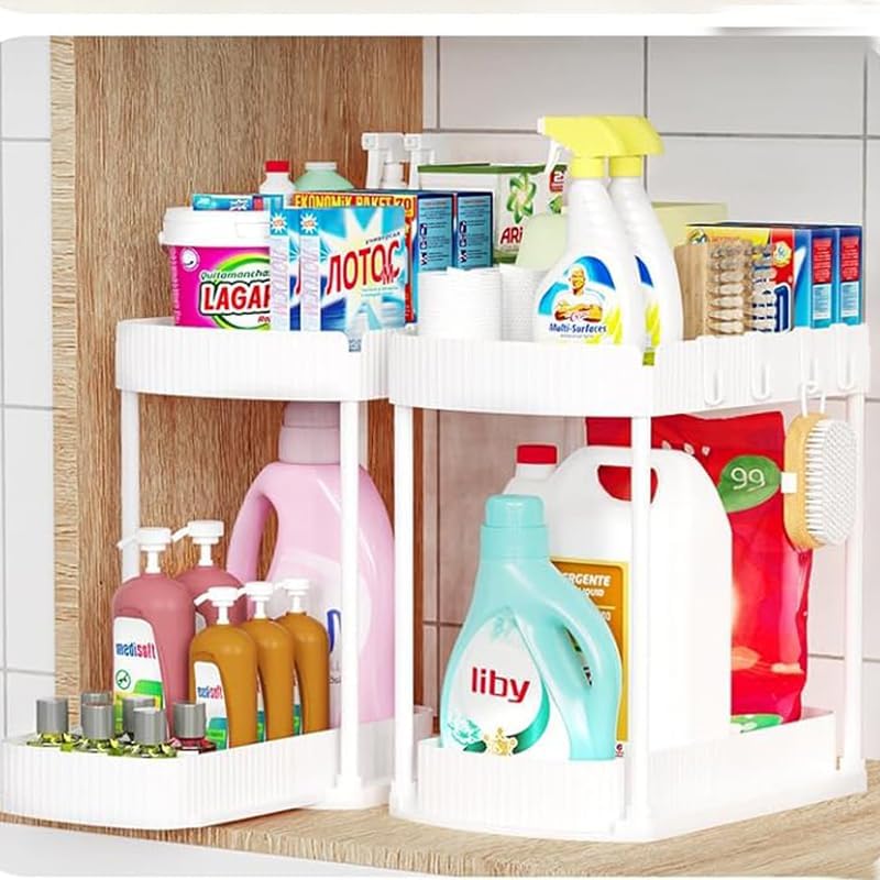 Multi-Purpose Pull-Out Storage Organizers, Under Sink & Cabinet Storage, 12.8 Inch, White (白色)