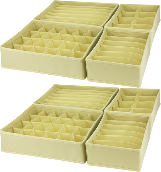 Dresser Drawer Organizer 8 Pack Clothes Underwear Sock Storage Beige Drawer Dividers Grey Foldable Closet Organizer Storage Box Dresser Drawer Organizers